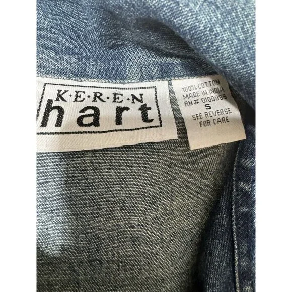 Vintage Keren Hart Womens Denim Jacket Balloon Sleeves Boho Jean Poof Puff Small - Picture 4 of 12